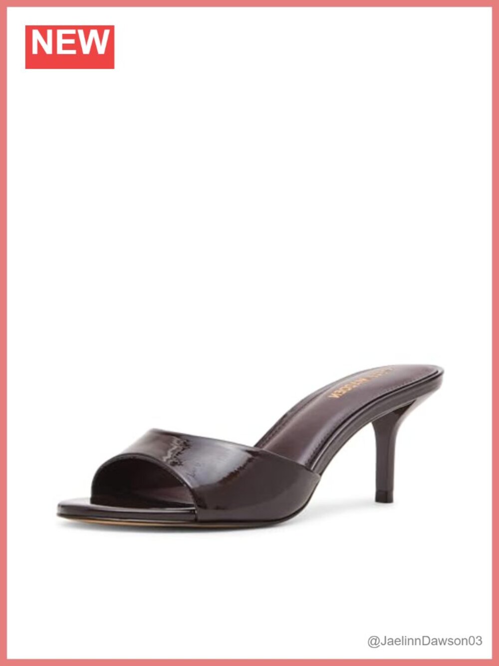 Heeled Sandals Women's 3 Inch Kitten Heel Slide Mule Round Toe Leather